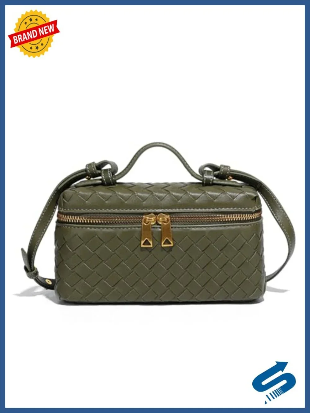 PU Leather Crossbody Top Handle Bag with Gold Hardware